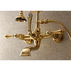 Kingston Brass AE551TX-P Aqua Vintage Wall Mount Tub Faucet with Hand Shower