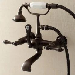 Kingston Brass AE551TX-P Aqua Vintage Wall Mount Tub Faucet with Hand Shower