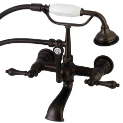 Kingston Brass AE551TX-P Aqua Vintage Wall Mount Tub Faucet with Hand Shower