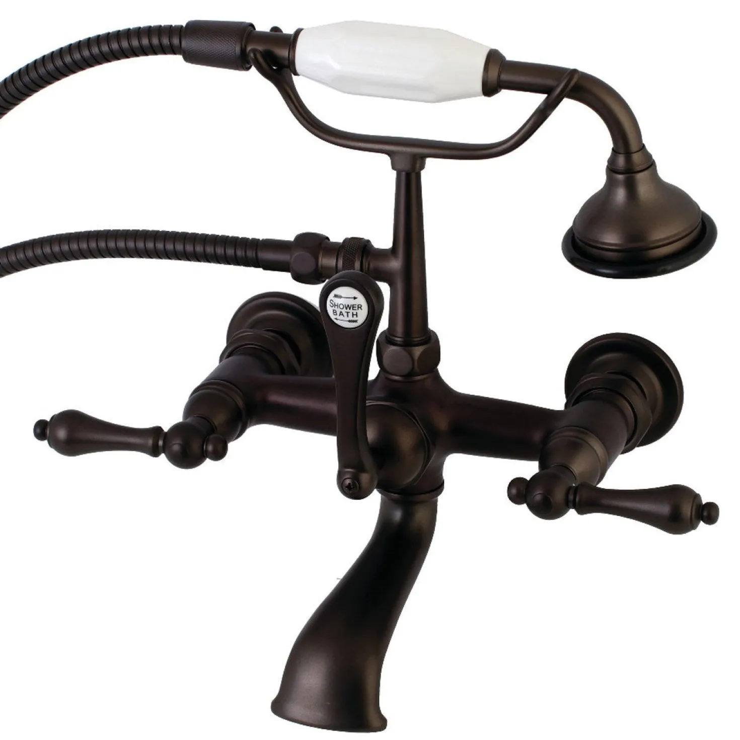 Kingston Brass AE551TX-P Aqua Vintage Wall Mount Tub Faucet with Hand Shower