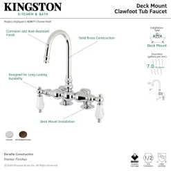 Kingston Brass AE95TX-P Aqua Vintage 3-3/8-Inch Deck Mount Tub Faucet