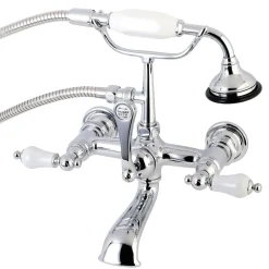 Kingston Brass AE553TX-P Aqua Vintage 7-Inch Wall Mount Tub Faucet with Hand Shower