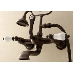 Kingston Brass AE553TX-P Aqua Vintage 7-Inch Wall Mount Tub Faucet with Hand Shower