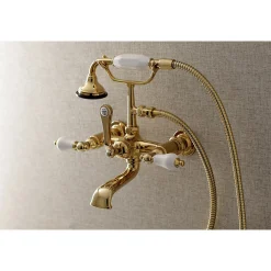 Kingston Brass AE553TX-P Aqua Vintage 7-Inch Wall Mount Tub Faucet with Hand Shower