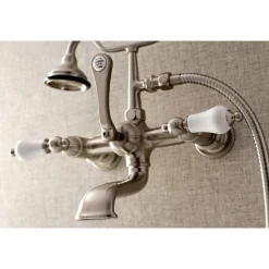 Kingston Brass AE553TX-P Aqua Vintage 7-Inch Wall Mount Tub Faucet with Hand Shower