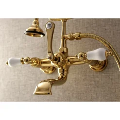 Kingston Brass AE553TX-P Aqua Vintage 7-Inch Wall Mount Tub Faucet with Hand Shower