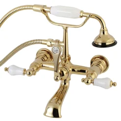 Kingston Brass AE553TX-P Aqua Vintage 7-Inch Wall Mount Tub Faucet with Hand Shower