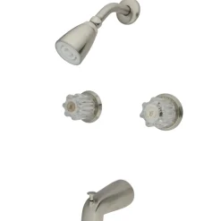 Kingston Brass Americana Twin Acrylic Handle Tub and Shower Faucet