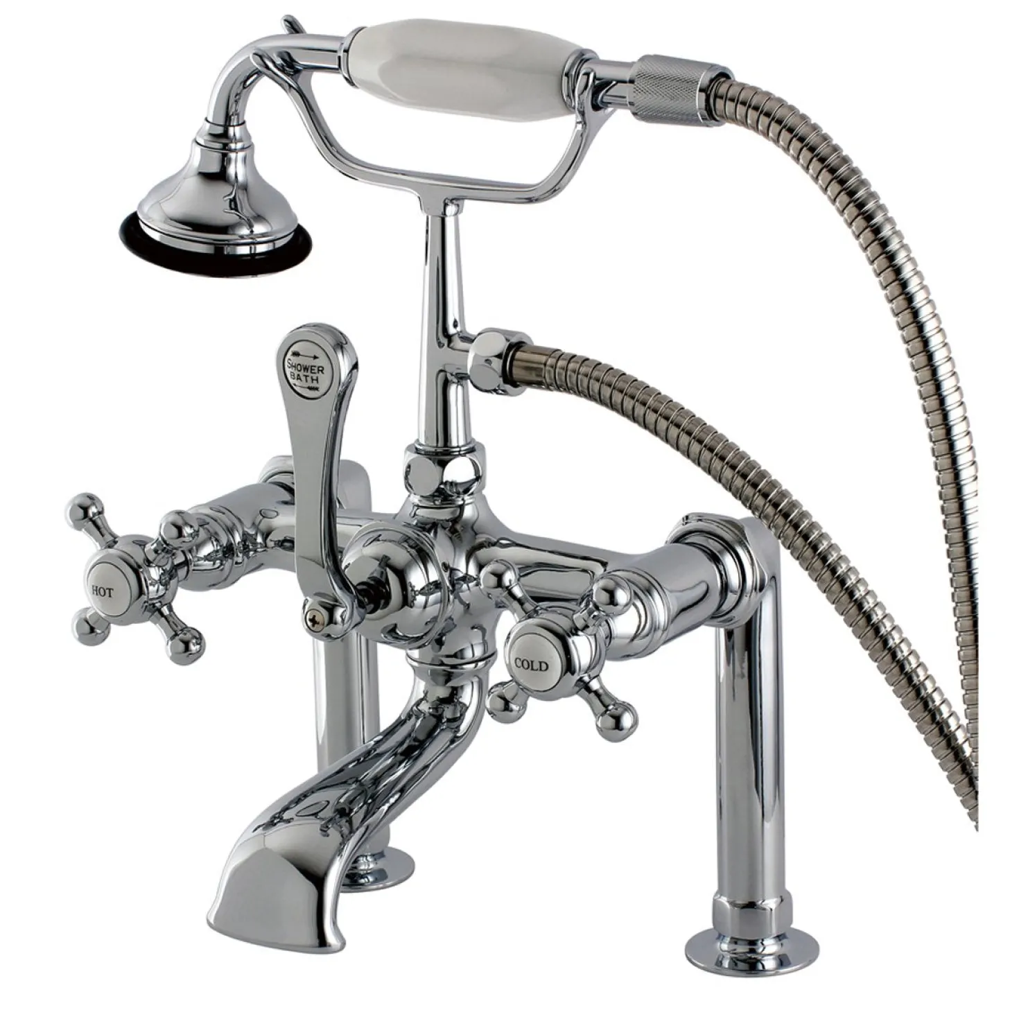 Kingston Brass Aqua Eden AE104T1BX English Country Deck Mount Clawfoot Tub Faucet in Polished Chrome