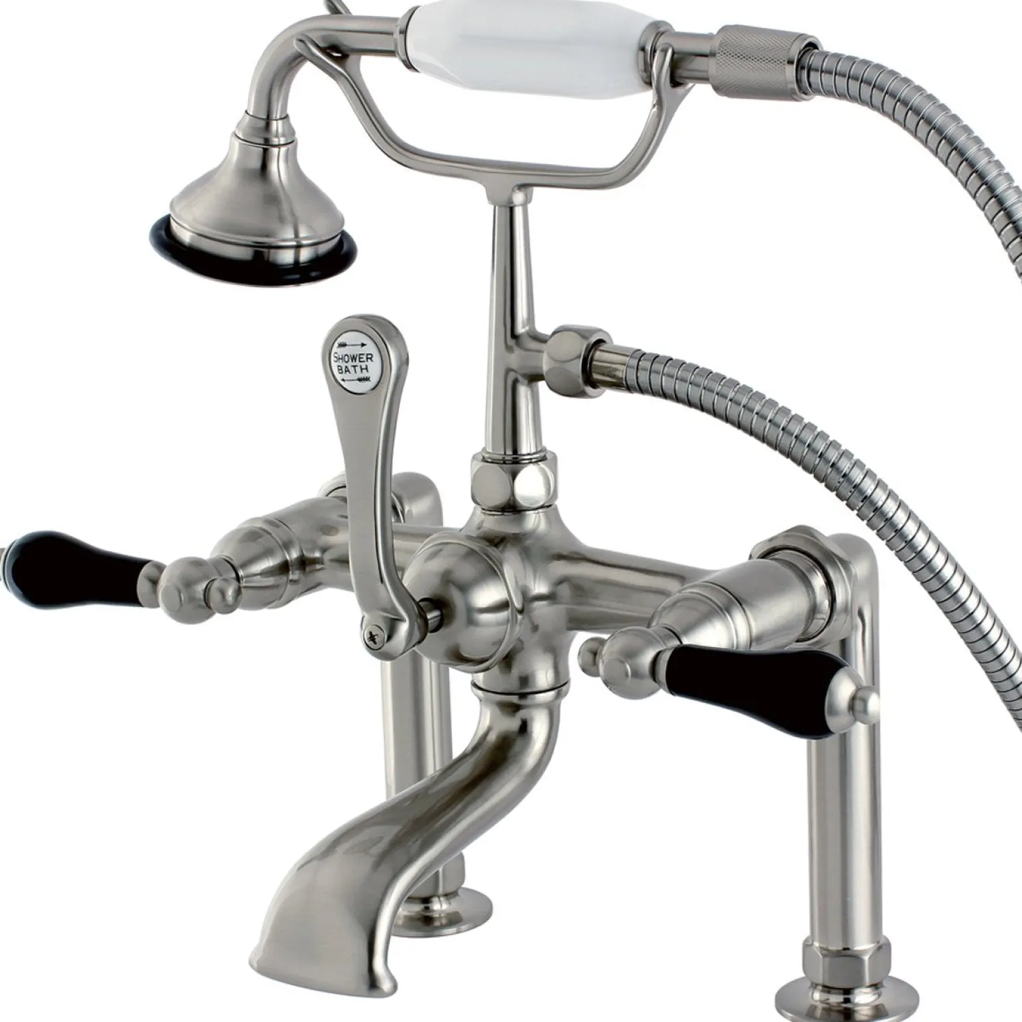 Kingston Brass Aqua Eden AE103T8PKL Duchess Deck Mount Clawfoot Tub Faucet in Satin Nickel