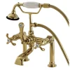 Kingston Brass Aqua Eden AE103T2TX French Country Deck Mount Clawfoot Tub Faucet in Polished Brass
