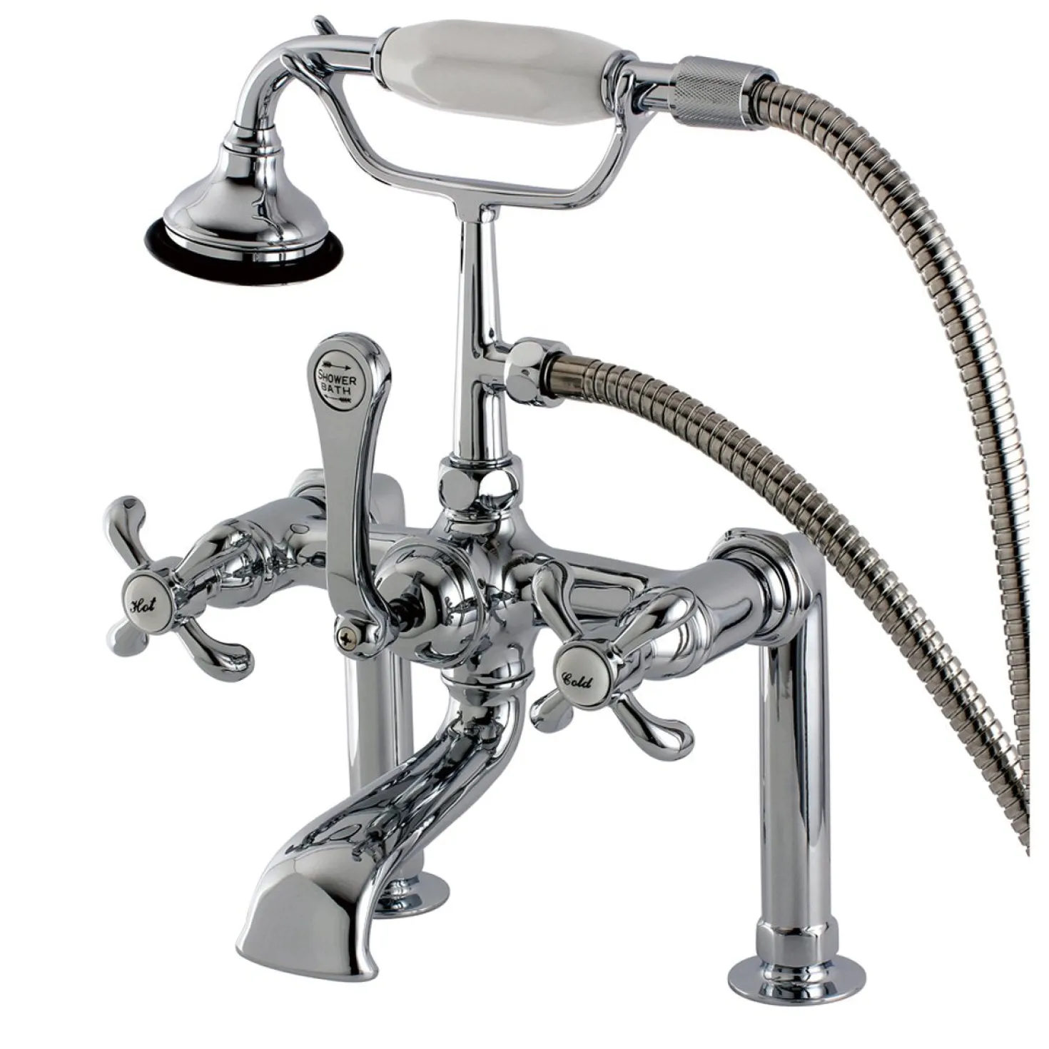 Kingston Brass Aqua Eden AE104T1TX French Country Deck Mount Clawfoot Tub Faucet in Polished Chrome