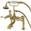 Kingston Brass Aqua Eden AE103T2TAL Tudor Deck Mount Clawfoot Tub Faucet in Polished Brass
