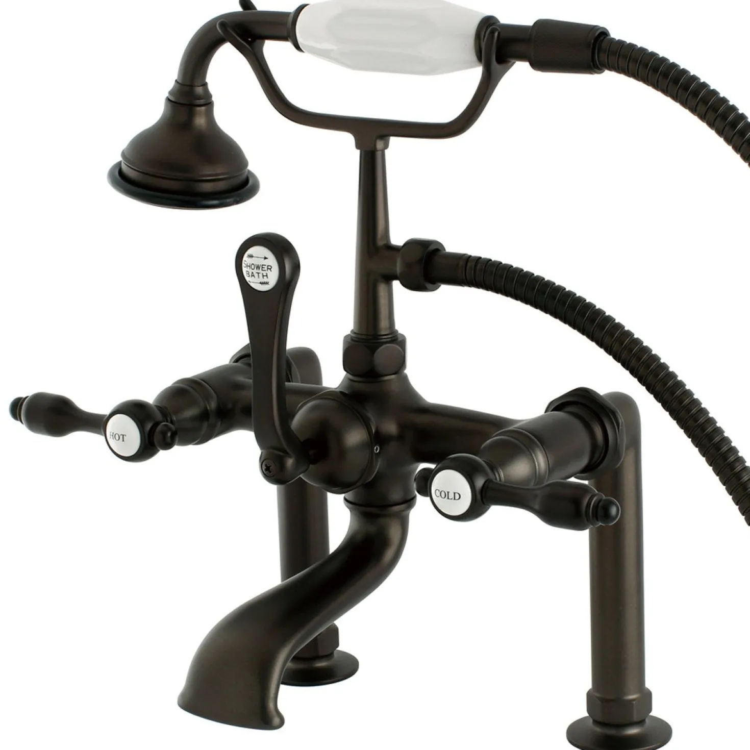 Kingston Brass Aqua Eden AE103T5TAL Tudor Deck Mount Clawfoot Tub Faucet in Oil Rubbed Bronze