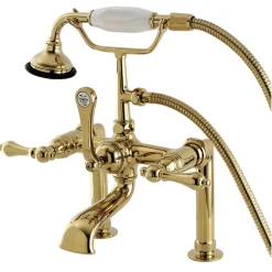 Kingston Brass Aqua Eden AE103T2 Vintage Deck Mount Clawfoot Tub Faucet in Polished Brass
