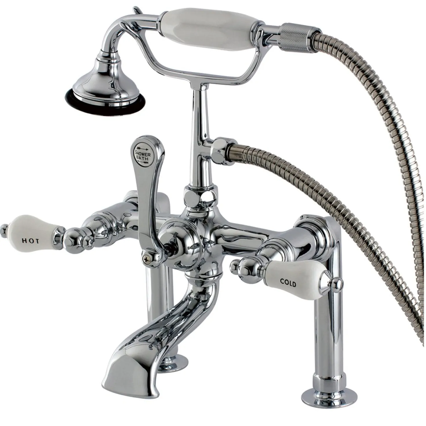 Kingston Brass Aqua Eden AE108T1 Vintage Deck Mount Clawfoot Tub Faucet in Polished Chrome