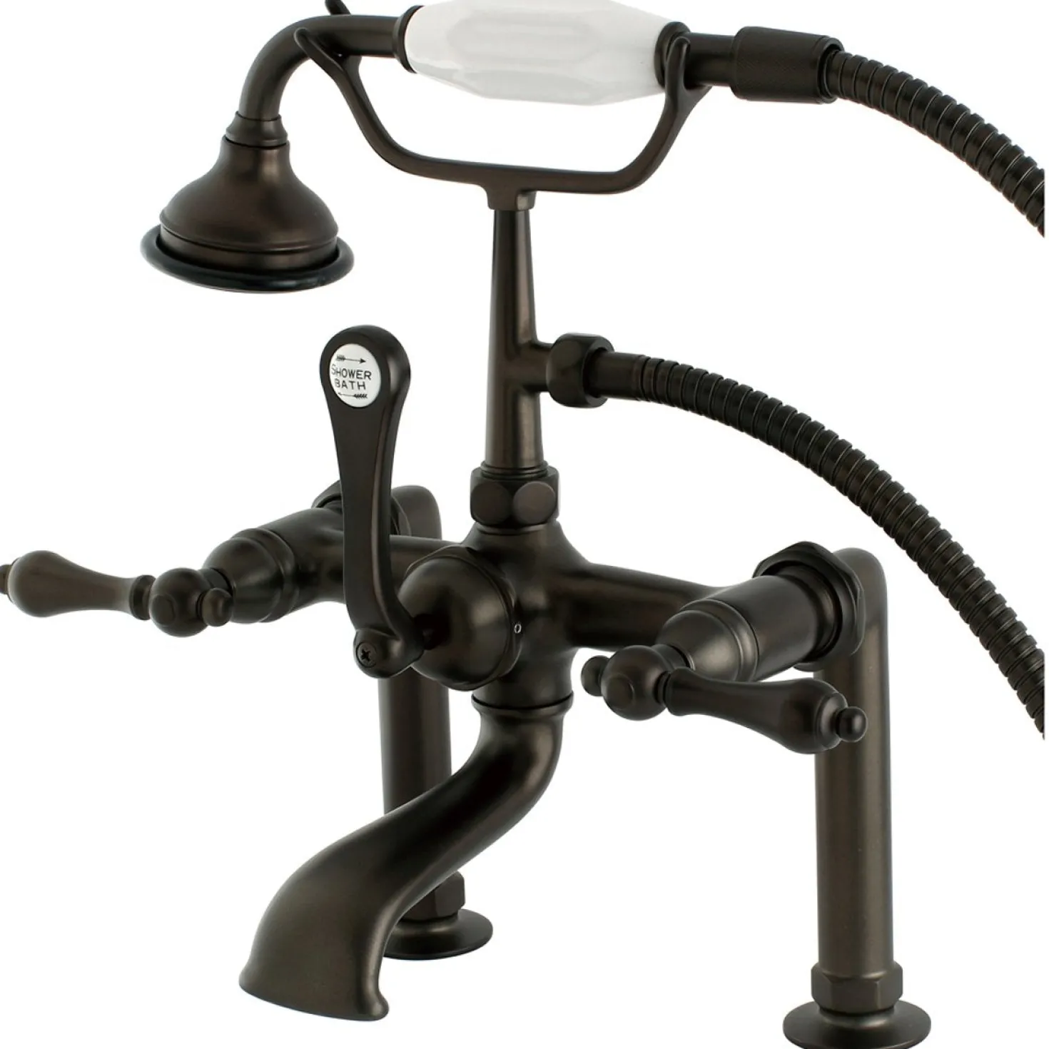 Kingston Brass Aqua Eden AE103T5 Vintage Deck Mount Clawfoot Tub Faucet in Oil Rubbed Bronze
