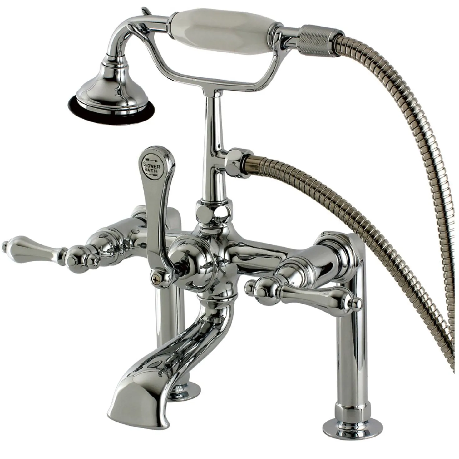 Kingston Brass Aqua Eden AE104T1 Vintage Deck Mount Clawfoot Tub Faucet in Polished Chrome