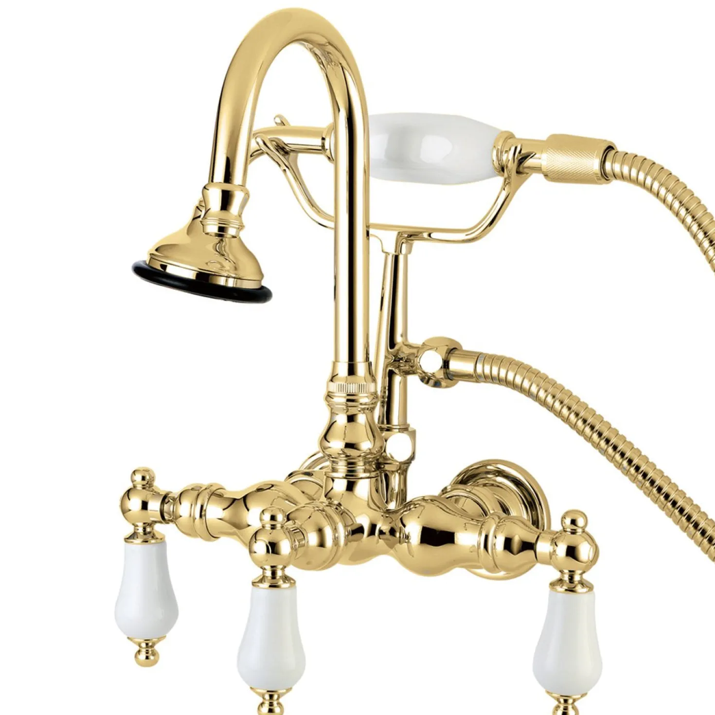 Kingston Brass Aqua Eden Vintage Wall Mount Clawfoot Tub Faucet with Porcelain Lever Handle