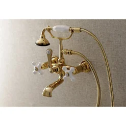 Kingston Brass Aqua Vintage 7-Inch Wall Mount Tub Faucet with Hand Shower