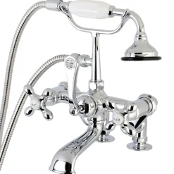 Kingston Brass Aqua Vintage 7-Inch Adjustable Clawfoot Tub Faucet with Hand Shower in Polished Chrome