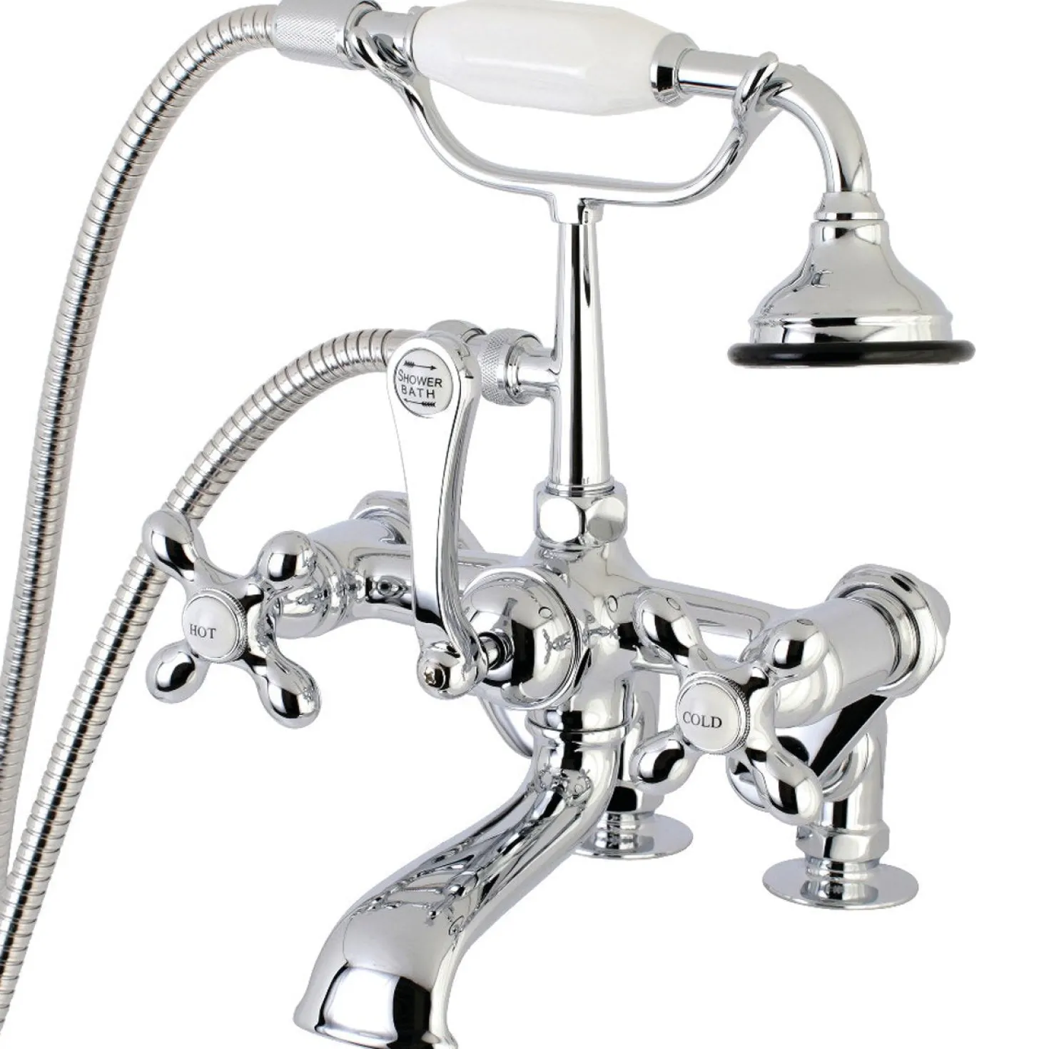 Kingston Brass Aqua Vintage 7-Inch Adjustable Clawfoot Tub Faucet with Hand Shower in Polished Chrome