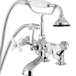 Kingston Brass Aqua Vintage 7-Inch Tub Faucet with Hand Shower in Polished Chrome