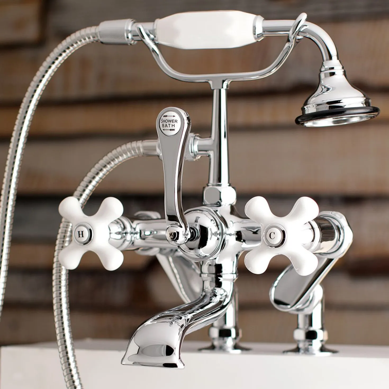 Kingston Brass Aqua Vintage 7-Inch Tub Faucet with Hand Shower in Polished Chrome