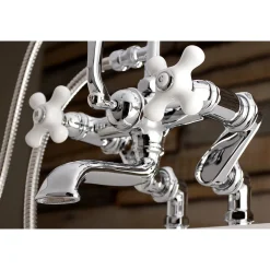 Kingston Brass Aqua Vintage 7-Inch Tub Faucet with Hand Shower in Polished Chrome