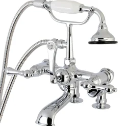 Kingston Brass Aqua Vintage 7-Inch Adjustable Clawfoot Tub Faucet with Hand Shower