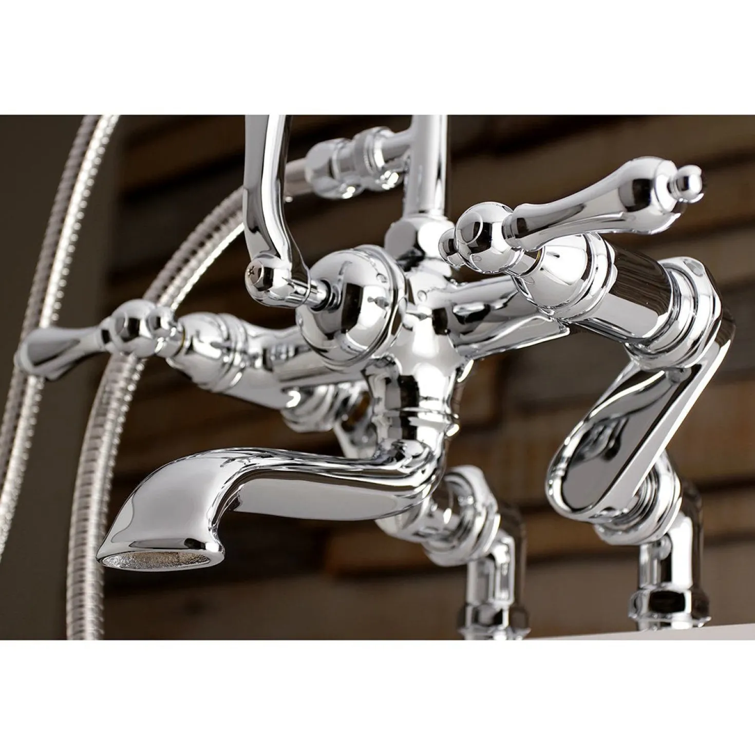Kingston Brass Aqua Vintage 7-Inch Adjustable Clawfoot Tub Faucet with Hand Shower