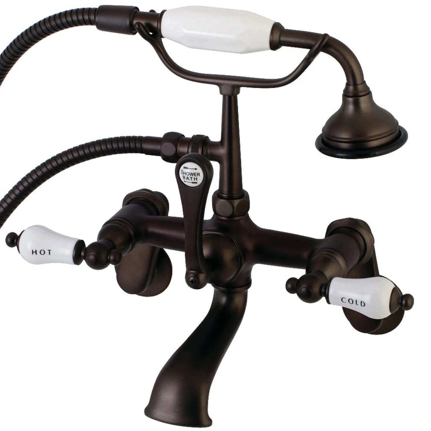Kingston Brass Aqua Vintage Two-Handle Wall Mount Tub Faucet