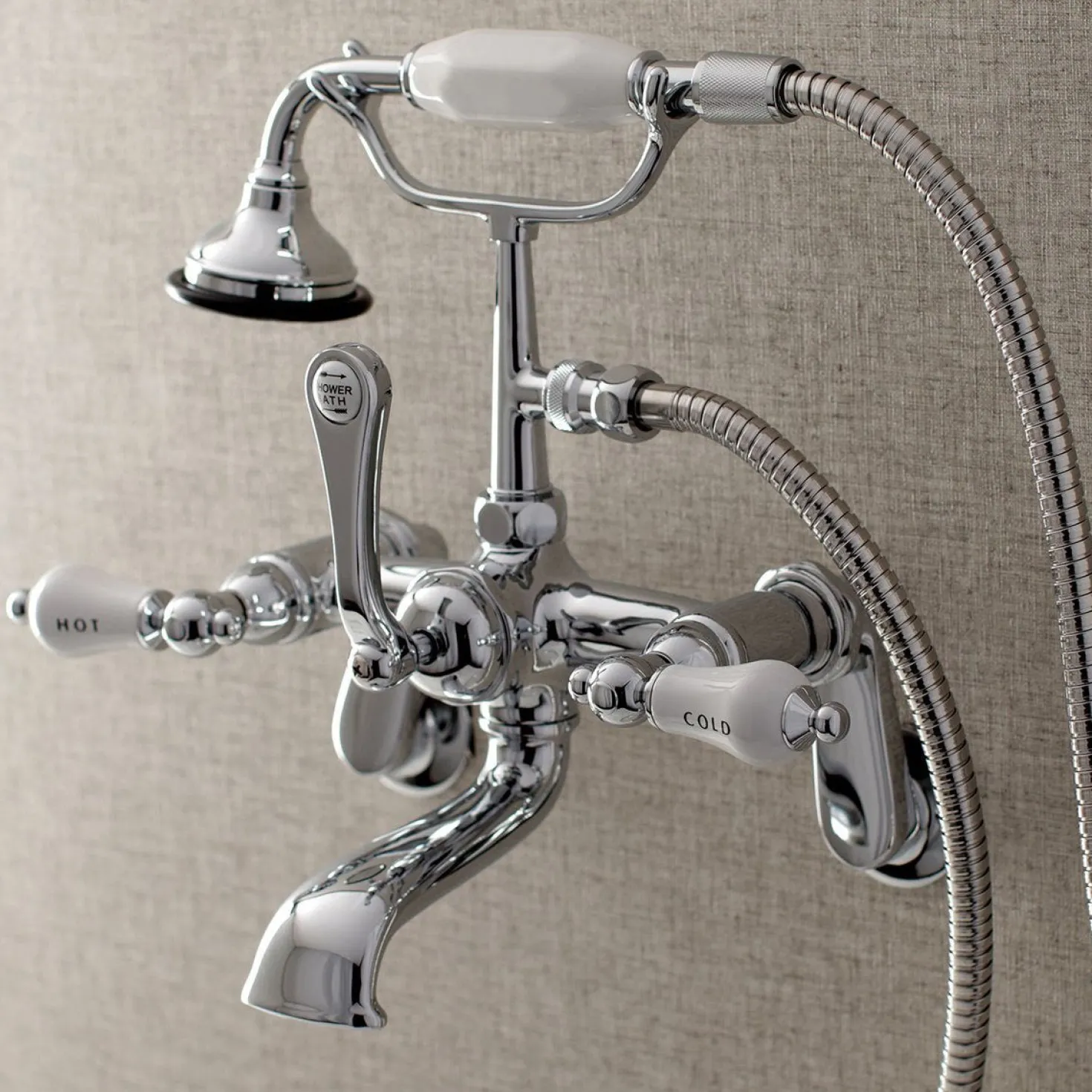 Kingston Brass Aqua Vintage Two-Handle Wall Mount Tub Faucet
