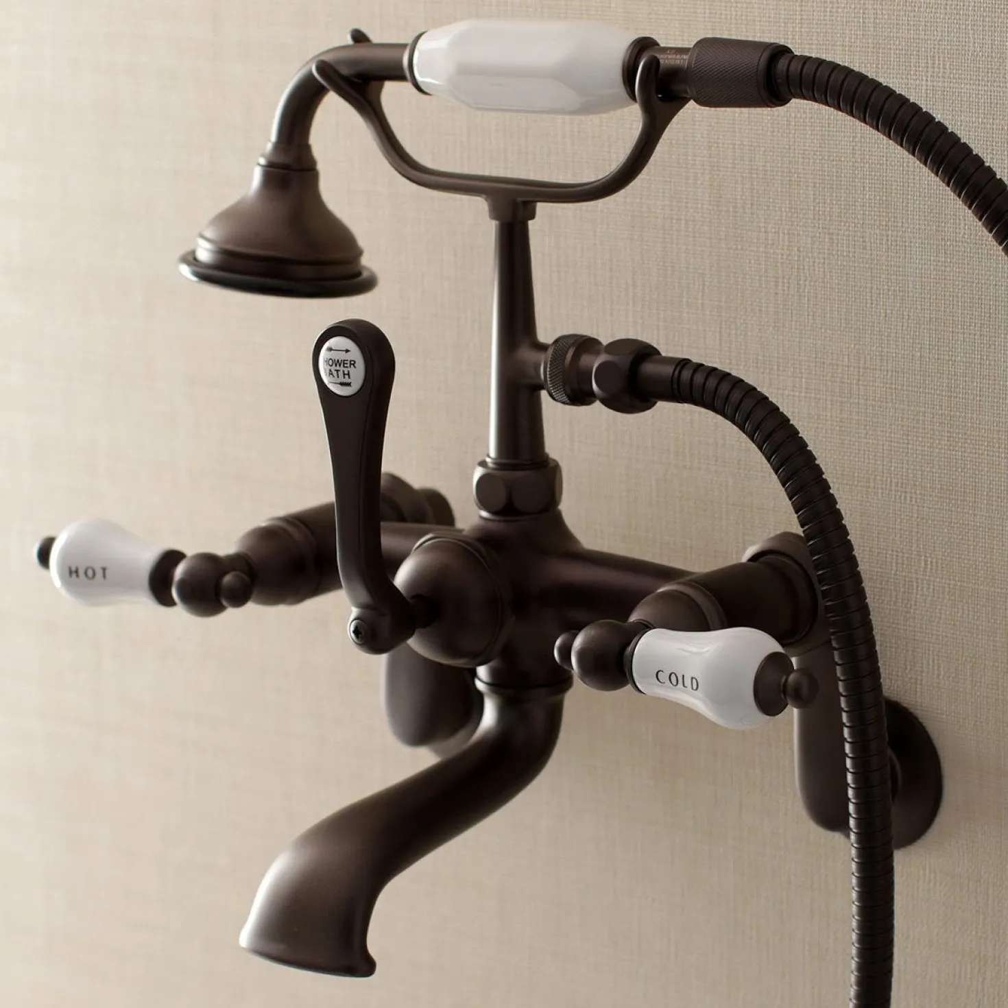 Kingston Brass Aqua Vintage Two-Handle Wall Mount Tub Faucet