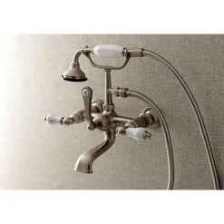 Kingston Brass Aqua Vintage Wall Mount Tub Faucet with Hand Shower
