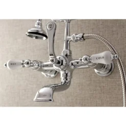 Kingston Brass Aqua Vintage Wall Mount Tub Faucet with Hand Shower