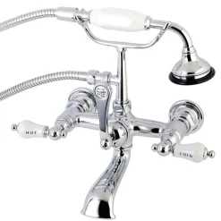 Kingston Brass Aqua Vintage Wall Mount Tub Faucet with Hand Shower