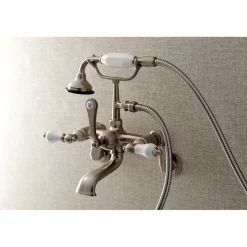 Kingston Brass Aqua Vintage Wall Mount Clawfoot Tub Faucet with Hand Shower