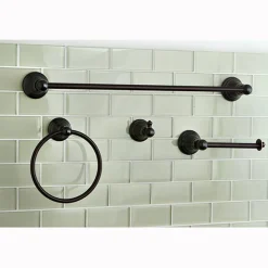 Kingston Brass BAHK192478NB American Classic 4-Piece Towel Bar Bath Hardware Set in Naples Bronze