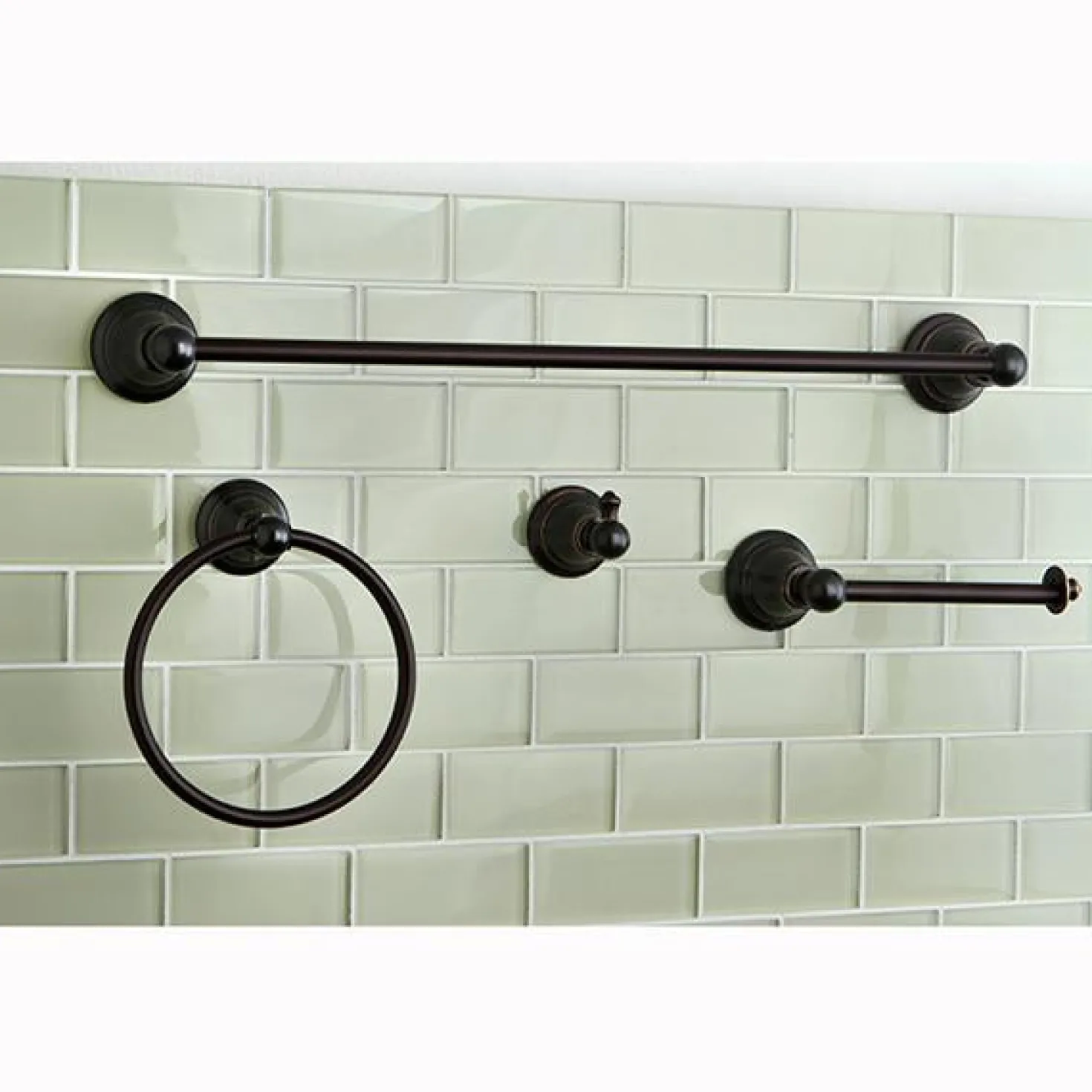 Kingston Brass BAHK192478NB American Classic 4-Piece Towel Bar Bath Hardware Set in Naples Bronze