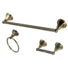 Kingston Brass BAK4181248AB Metropolitan 3-Piece Towel Bar Accessory Set in Antique Brass