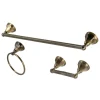 Kingston Brass BAK4181148AB Metropolitan 3-Piece Towel Bar Accessory Set in Antique Brass
