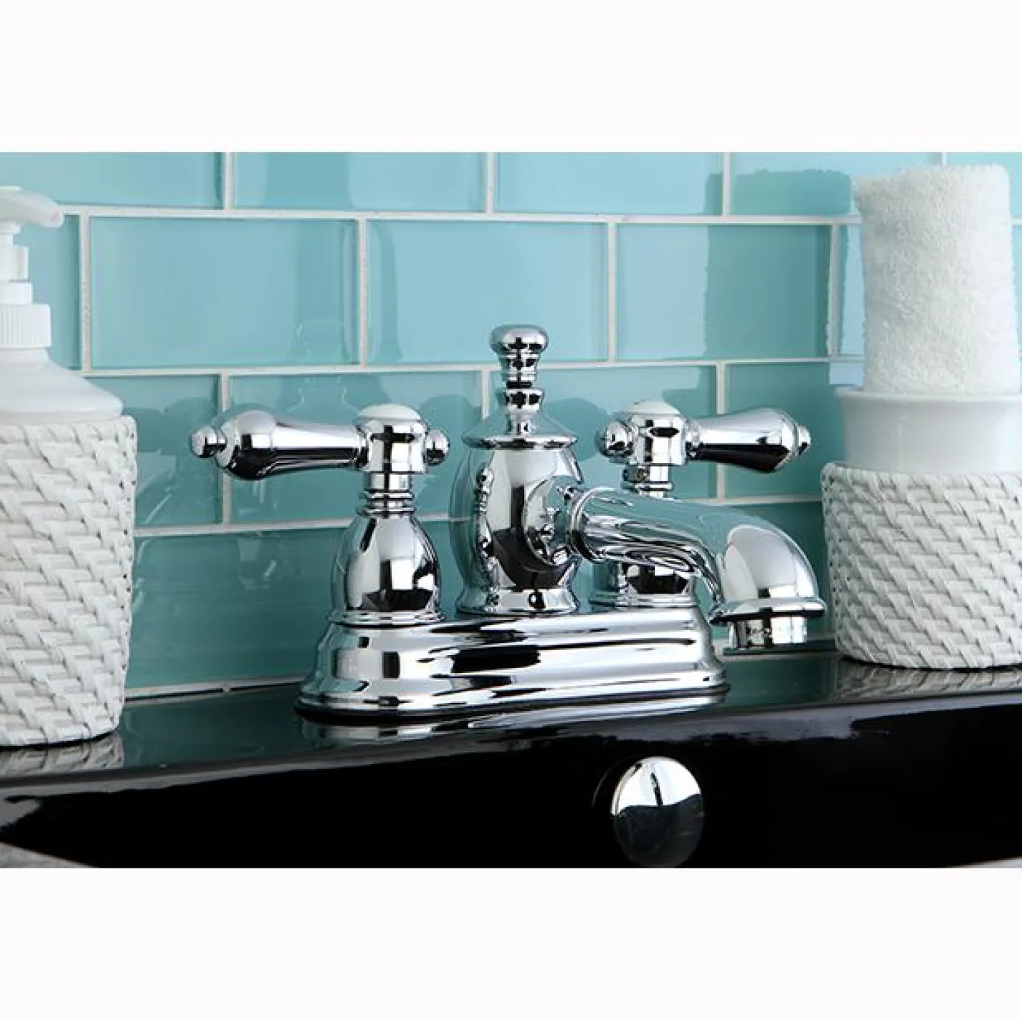 Kingston Brass Belair 4" Centerset Lavatory Faucet with Heritage Spout and Metal Lever Handle