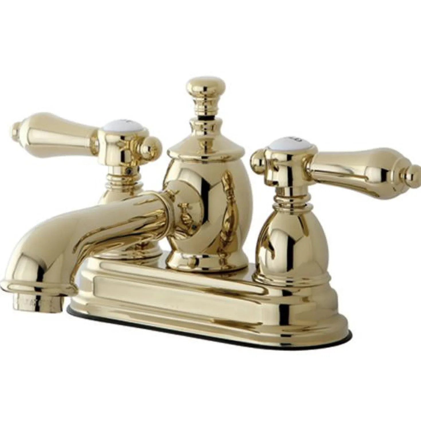 Kingston Brass Belair 4" Centerset Lavatory Faucet with Heritage Spout and Metal Lever Handle