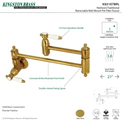 Kingston Brass Bel-Air Wall Mount Pot Filler Kitchen Faucet