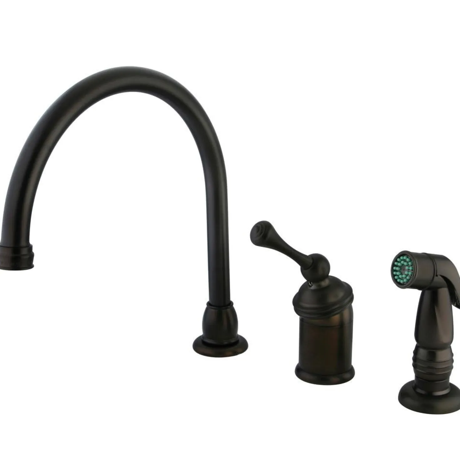 Kingston Brass Buckingham Single Handle Kitchen Faucet with Chrome Sprayer