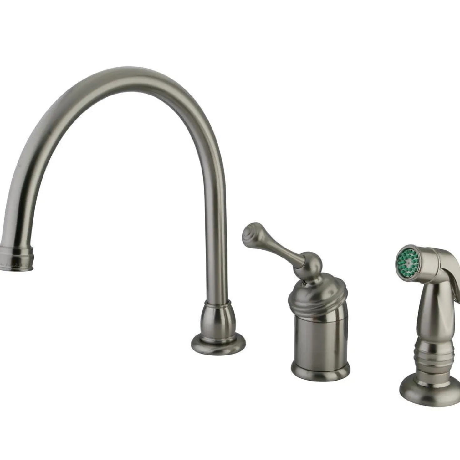 Kingston Brass Buckingham Single Handle Kitchen Faucet with Chrome Sprayer