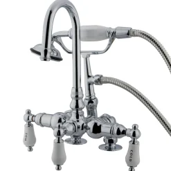Kingston Brass CC18T1 Vintage 3-3/8" Deck Mount Clawfoot Tub Filler with Hand Shower