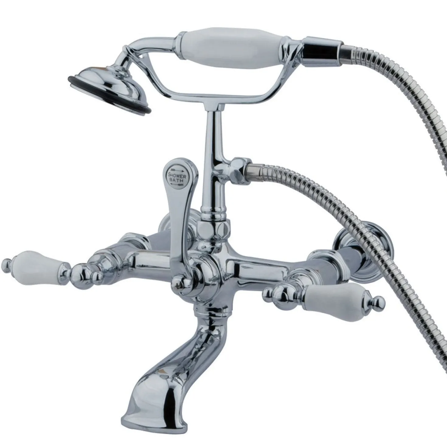 Kingston Brass CC544T1 Vintage Wall Mount Clawfoot Tub Filler with Hand Shower