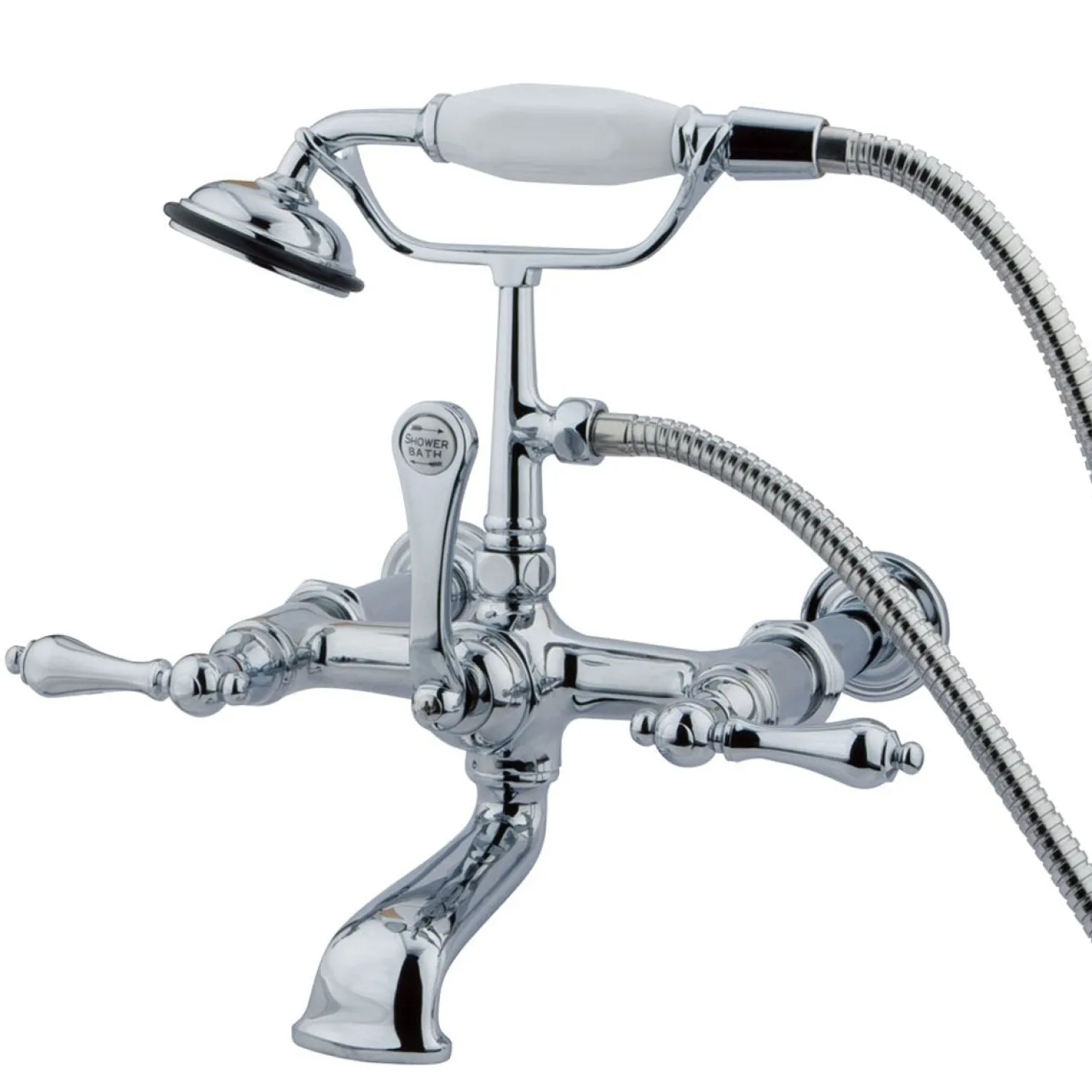 Kingston Brass CC542T1 Vintage Wall Mount Clawfoot Tub Filler with Hand Shower